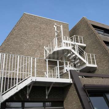 Combined configurations Metal outside stairs with a custom layout.